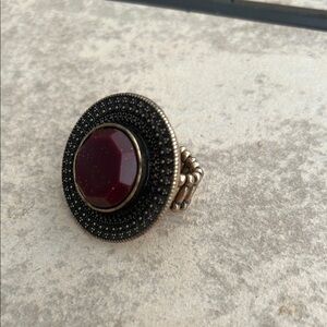 Charming Charlie Black and Red Ornate Ring
